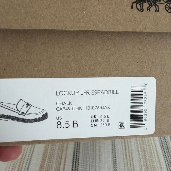 NWB Women's Coach Lockup Loafer Espadrille Shoe Chalk US 8.5B /EUR 39B - Picture 4 of 5